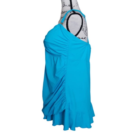 Always For Me 2 Piece Babydoll Curvy Shaper Swimsuit Ruffles 20W New - Picture 6 of 13